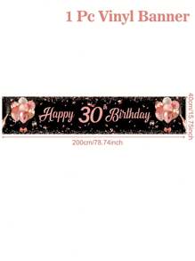 1pc 40*200cm Black Gold Rose Gold Balloon Pattern 18th/30th/40th/50th Birthday Banner, Background Cloth Perfect Decoration 18th/30th/40th/50th Birthday Party, Birthday Family Holiday Party Room Wall Decoration, Outdoor Fence Decoration, Birthday Gift Photography Background Decoration Props,Christmas