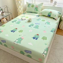 3件套 高档小花田园淑女卡通可爱恐龙保暖柔软透气自然床笠套件 (1床笠+2枕套)，不含枕芯！！不含枕芯！！！