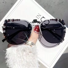 鑲嵌水鑽副光片，時尚夾片式鏡片，適用於日夜行車，女性時尚眼鏡 - A - 查看 10