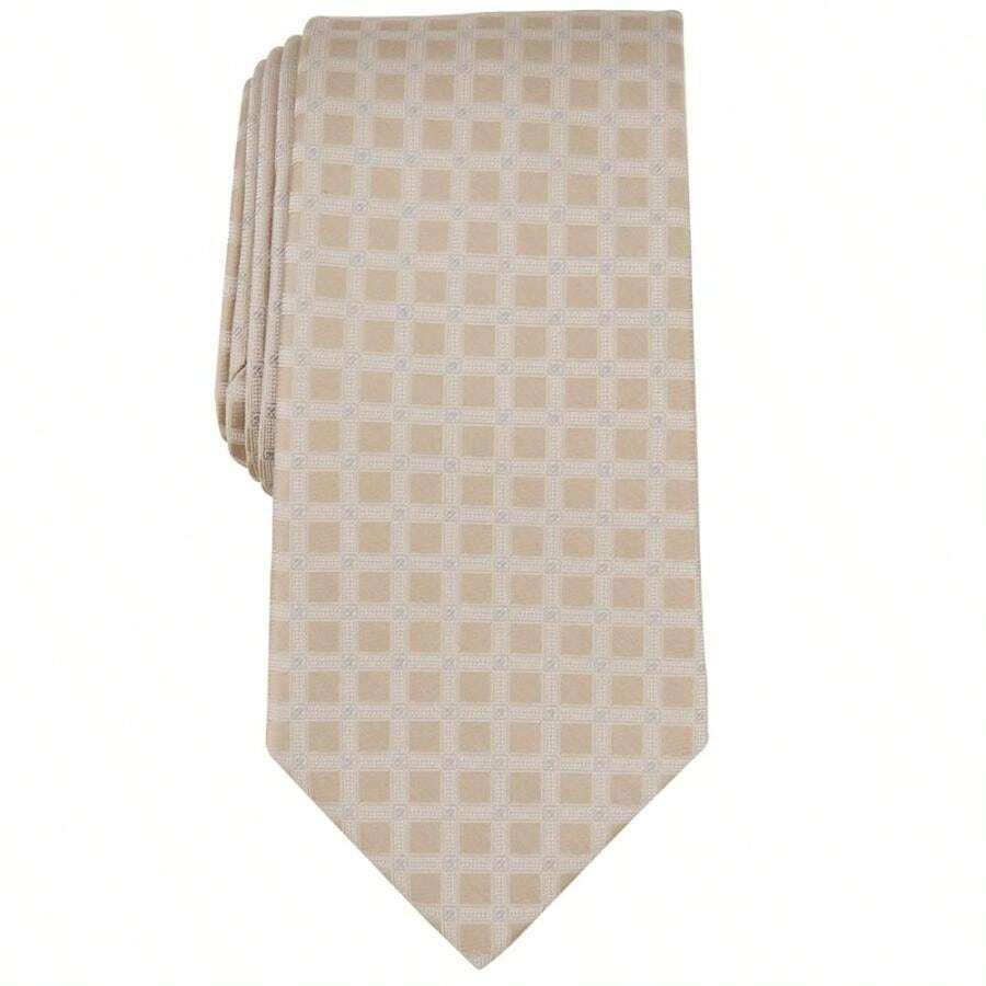 Michael Kors Corbata hombres diseño de cuadros largos estilo Longboat - Gris pardo - Ver 1