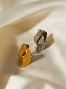 Uworld 1對18K鍍金304不銹鋼鑄造工藝耳夾夾朵，朋克時尚非穿孔耳環，男女皆宜的日常佩戴和節日禮物