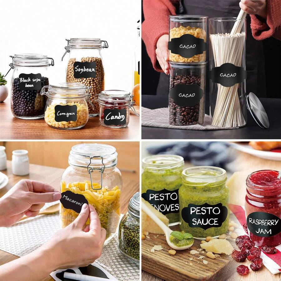 65 Pcs PVC Basket Bin Labels Clip On Set With 24 Pcs Kitchen Clip Label