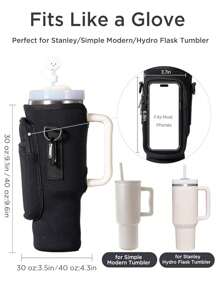 1 pieza Portador de botella de agua de neopreno de 40 onzas con funda para taza, correa ajustable para el hombro y bolsa portadora de botella de agua