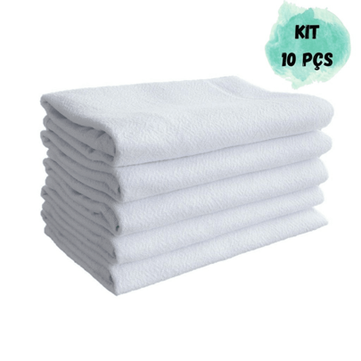 10 Panos de Prato e Copa Pé de Galinha Branco Liso sem Estampa 41cm x 68cm 100% Algodão