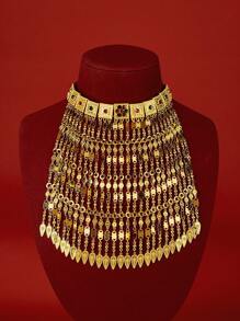 Style Retro Chic Copper Pendant Necklace In Minimalist, Sweet, Bold And Exaggerated Golden Design; Perfect For Women's Outings, Casual Gatherings, Everyday Wear, Christmas Gifts, Romantic Dates, And As Gifts For Girlfriends Or Parents. - Gold - View 1