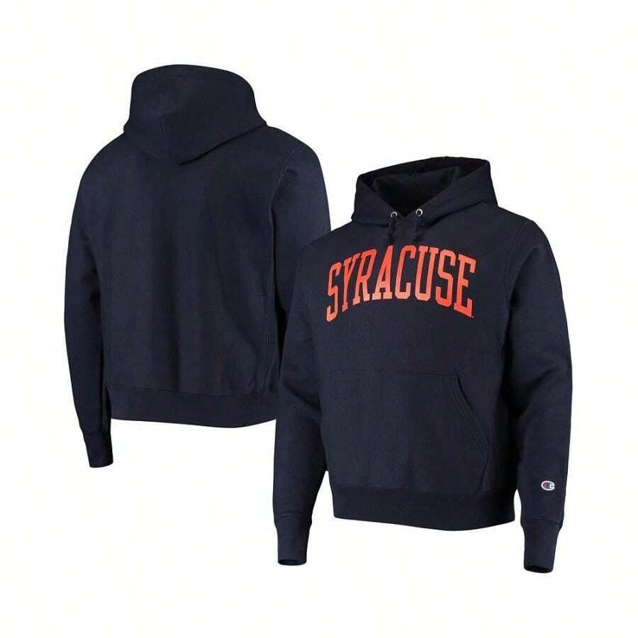 Champion | Men's Navy Syracuse Orange Team Arch Reverse Weave Pullover Hoodie - Navy - View 1