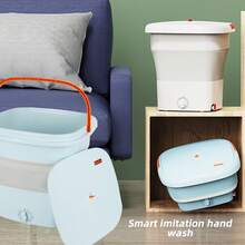 Foldable Mini Washing Machine, Mini Small Washing Machine With Spin Dryer, 4.25KG/11.5L Blue Light Sterilization Portable Washing Machine 220V - 藍色 - 查看 5