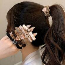 5入組心形發帶,可愛蝴蝶結,彈性橡膠帶頭髮飾品,是禮物的理想選擇