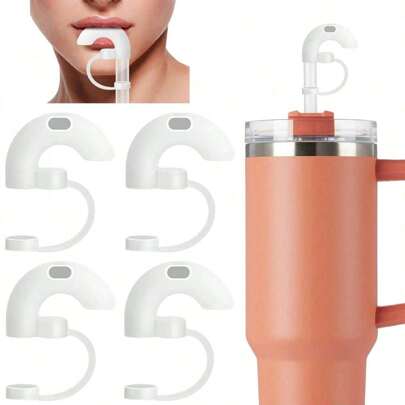 Anti-Wrinkle Straw Topper Compatible With Tumbler, Reusable Silicone Straw Stopper With Cover, Sideways Suck Design Anti-Lip Wrinkle Mouth Wrinkles Around, 10mm Straw Attachment, Kitchen, Christmas Gift