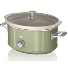 Retro Slow Cooker, 3.5L, Removable Non-Stick Ceramic Container Free, Vintage, SWAN, SF17021GNEU, 200W, Green - 綠色 - 查看 1