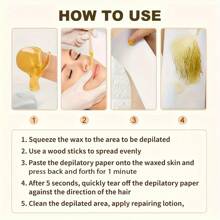 60g糖蠟脫毛套裝,精密眉形柔軟蠟,眉毛蠟脫毛套裝,旅行&家用糖蠟套裝,適用於女性眉毛,臉部,上唇毛脫毛 - 棕色 - 查看 6