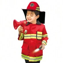 Firefighter Costume For Kids And Toddlers, Fire Chief Role Play Dress-Up Set, Pretend Fire Fighter Outfit With Realistic Accessories, Halloween Christmas Gift