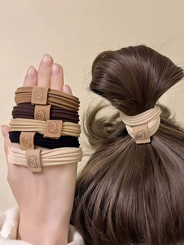 10 piezas de ligas para cabello de mujer con decoración de osito lindo, modernas para uso diario y casual,herramientas para el cabello accesorios para el cabello accesorios para el pelo