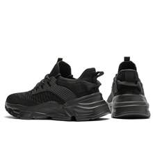 Men's Running Shoes Non Slip Shoes Breathable Lightweight Fashion Sneakers Slip Resistant Athletic Sports Walking Gym Work Shoes - 黑色 - 查看 3