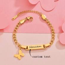 Personalized Custom Name Bracelet Hypoallergenic Stainless Steel Customized Engraved Name Butterfly Heart Crown Star Pendant Bracelet For Women Customized Jewelry Family Love Gift Stylish,Fall Fashion,Contracted,Simple,Casual,Old Money,Cuties Custom,Personalized,Unique Ideal Gifts For Her Girlfriend,Mom,Family,Friends,Daughter For Anniversaries,For Valentine's Day,For Mother's Day,For Birthdays,For Graduation,For Daily Wear,For Weddings,For Prom Valentines