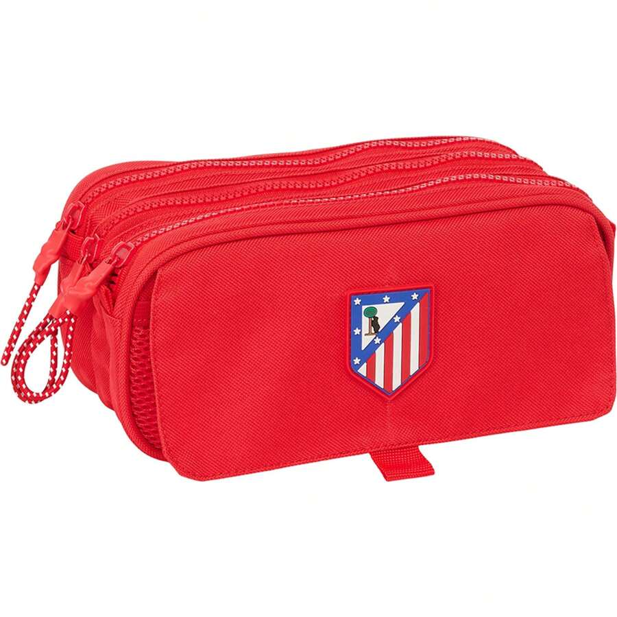 Club Atlético de Madrid Atco Big Triple Cartoon. De Madrid - Officially Licensed Pencil Case - Compact Design - Ideal For School And Office - Resistant Material - Secure Closure