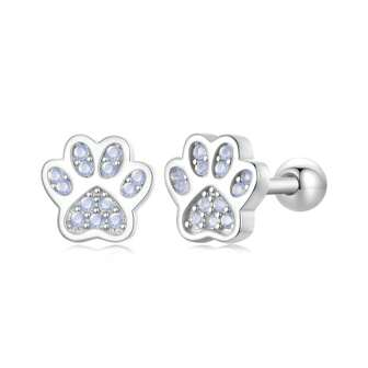 bamoer 1 Pair 925 Sterling Silver Cute Dog Paw Original Stud Earrings Sweet Pet Footprint Earrings For Women Girls Birthday Party Gift