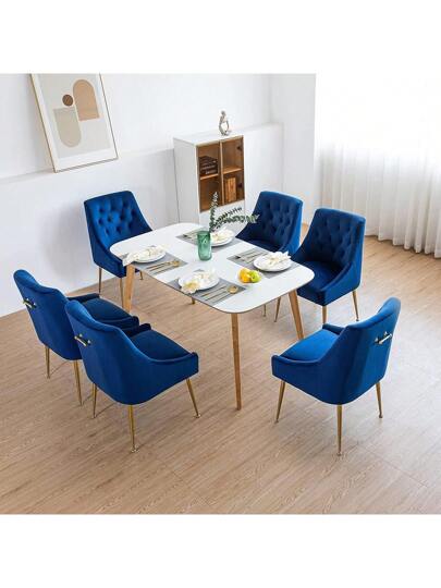 LONXIU Dining Stoel Set Of Thick Fluwelen Fabric Upholstered Seat, Metal Legs, Kitchen Moderne Room, Living Bedroom view 3