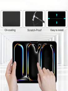 1 pièce Protecteur d'écran en verre trempé haute définition, haute transparence, résistant aux rayures, anti-chute, couvrant tout l'écran, anti-traces de doigts, tactile sensible. Compatible avec iPad. Cadeau pour anniversaire, famille, amis. Accessoires pour tablette. - Transparent - Voir 8