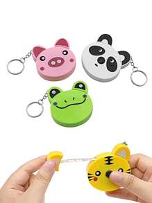 1 pieza Cinta métrica de dibujos animados 0-150 cm / 0-60 pulgadas Mini cinta métrica retráctil automática portátil linda con llavero con forma de animal, diseño con Body de panda / rana / cerdo / tigre para medición corporal