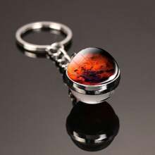 1pc Galaxy Series Keychain Featuring Eight Planets, Moon And Crystal Glass Pendant, Gift Or Souvenir Halloween Backpack For School Car Accessories Cute Goth Y2k