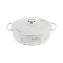 Le Creuset 6.75 Quart Cast Iron Oval Dutch Oven With Marble Applique - White - View 1