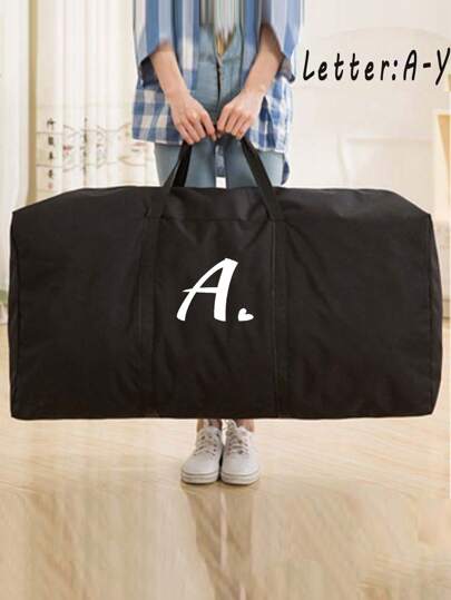 1 件旅行行李袋，超大储物袋，旅行袋折叠行李袋，姓名首字母图案大容量储物袋防水防潮行李袋手提包收纳袋，打包袋手提袋，无纺布袋
