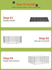 Dog Pen Dog Playpen Puppy Pet Playpen 8 Panel Indoor Outdoor Metal Portable Folding Animal Exercise Dog Fence,24",Black