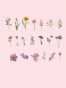 1 pack/40 pièces Autocollants de décoration florale et botanique frais pour le scrapbooking DIY