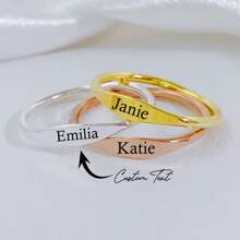 Custom Delicate Name Ring,Custom Stacking Rings,Skinny Custom Ring,Bridesmaids Gift,Baby Name Mom Gift - Gold - View 1