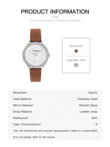 Coach Rayden Women Round Watch With Crystal Decorated Bezel, Quartz Watch With Calfskin Strap Bracelet Watch For Daily Business Party Dating Gift For Women Wife Girlfriend Mothe's Day