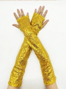 1 Paar lange Pailletten Fingerlose Handschuhe, reflektierende Pailletten elegante sexy Handschuhe für Abendpartys, Bühnendarbietungen