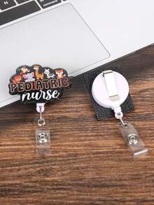 可愛亞克力護士工牌收回式工牌夾，帶夾子的工牌收回式夾子，有趣的護理工牌卷軸，適用於學生商務會議學校辦公室，3.2*1.285英寸 - Color 2 - 查看 7