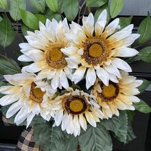 Wreaths For Front Door, Sunflower Door Hanger Basket Wreath Summer Spring Wreaths For Home Decoration Wedding Decor - White - View 6