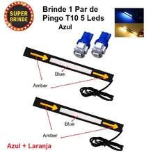 Par Barra Led Cob Luz Diurna Drl + Super Brinde Par De T10 - Azul - Visão 2