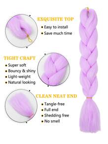 3pcs 24 Inch Large Braided Hair Extensions For Women, Suitable For Daily Wear, Holiday, Costume Party, Music Festival, Sky Blue, Purple, Rose Pink, Multi-Color Fashion Synthetic Braided Hair, High Temperature Resistant, Durable And Practical - Multicolor - View 5