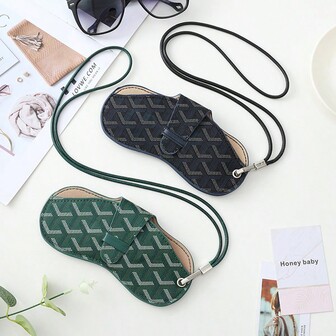 1 st Ny stil bärbara solglasögon/receptfria glasögonförvaringsväska med hängande design, mjukt och trycktåligt lädermaterial, idealiskt för olika glasögonförvaring under resor