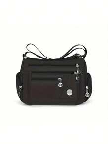 1个女士尼龙单肩包，中年女士斜挎包，多口袋妈妈包，休闲纯色单肩包，百搭多口袋斜挎包，可收纳零钱和卡片，女士礼物，礼品，完美假日手提包，便携式沙滩旅行包，情人节礼物