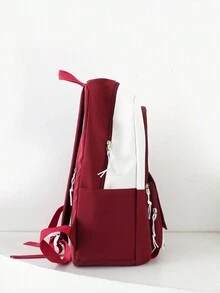 四件套多功能校園風背包組，包括背包、斜跨包、筆袋和手提袋 - 紅色 - 查看 6