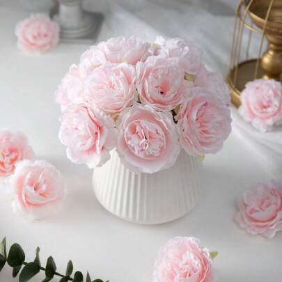 MEHELANY 38pcs Artificial Peony Flower Heads, 3.15 Inch Pale Pink, Silk-Like Fake Flowers, Suitable For Wedding Party Decor, Cake Decor, Home Living Room Tabletop Decor, Halloween Decor, Christmas Decor, Autumn Party Decor, Harvest Dining Table Center Decor, Christmas Tree/Wreath Decor