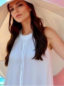 1 Stück Damen Strandhut mit Rundkopf-Design, große Krempe, buntes, gebogenes Design, großer Rundschnalle, modischer Lässig-Stil für Strand, Sonnen- und UV-Schutz, geeignet für tägliche Reisen, Sport und Urlaub - Verschiedenfarbig - Übersicht 11