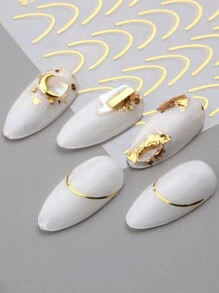 4片装法式美甲贴纸 Y2K金属波浪线自粘滑动贴花 美甲装饰 DIY工具 美甲用品 - 彩色 - 查看 8