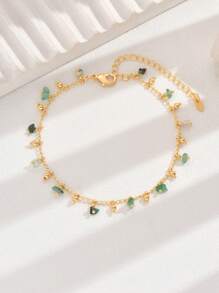 1 件简约海滩风格天然石串珠女式脚链，手工制作，适合节日和日常穿着（颜色可能略有不同） - 彩色 - 查看 4