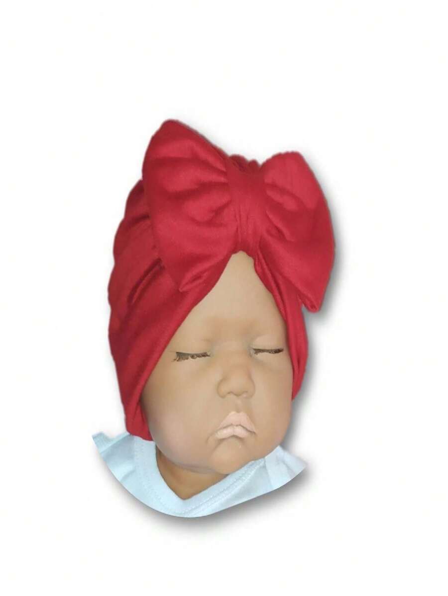 1 PIEZA TURBANTE GORRO-HEADWRAPS PARA BEBE MOÑO LISO algodón TYAMIA 0-3 m - Rojo - Ver 1
