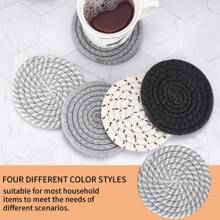 8 pièces de dessous de verre pour boissons, dessous de verre absorbants, dessous de verre tressés pour boissons, dessous de verre tressés, résistants à la chaleur pour table de salon, tasse de bureau, dessous de verre de protection pour table (noir mélange de couleurs)