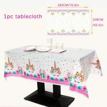 1pc Pink Unicorn Party Theme Birthday Party Tablecloth Gift Party Wedding Party Decoration, Back To School Valentine Day