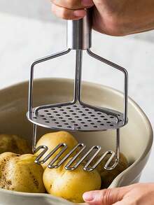 1pc Potato Presser, Stainless Steel Potato Masher, For Kitchen,Vegetable,Fruit,Food,Kitchen,Kitchen Items,Kitchen Tools,Kitchen Things. - Multicolor - View 2