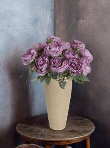 14 Heads Vintage Peonies Artificial Flowers Bouquets Big Purple Fake Silk Peonies 16.9inch Faux Peonies With Stem For Wedding Centerpieces For Table Home Decor Bride Bouquet Floral Arrangement, Gift For Mom Outdoor Decor - 紫色 - 查看 6