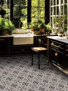 6入組剝離式彩蠟背板貼紙。藍色圖案經典貼花磁磚。廚房浴室用自黏式牆面磁貼条 - 彩色 - 查看 1