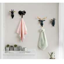 1pc Black Resin Cute Animals Wall Hook For Key Hat Hanger Wall Decor Deer Hosre Elephant Giraffe Figurine Decorative Hooks For Towel Kitchen Key Holder Wall - Black - View 4